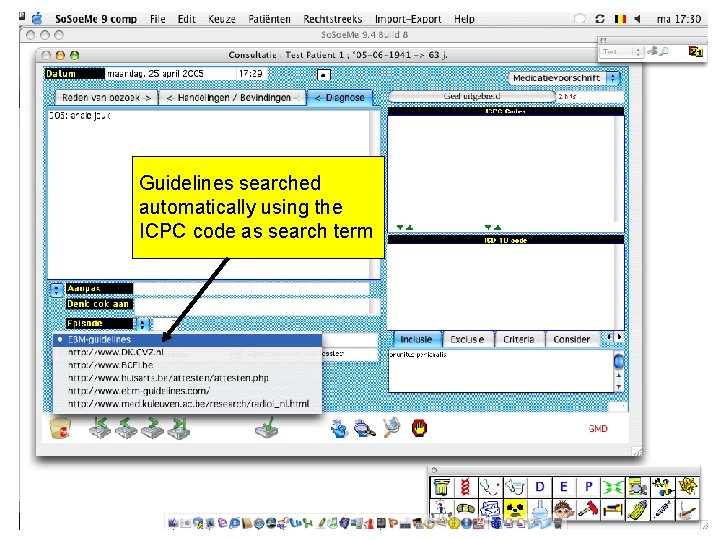 Guidelines searched automatically using the ICPC code as search term 