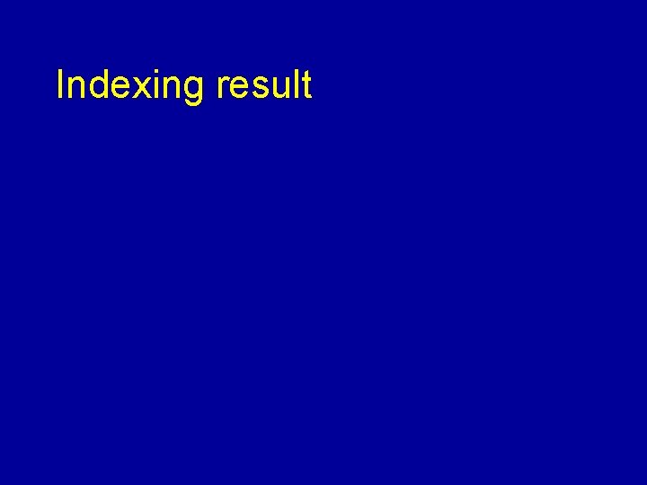 Indexing result 