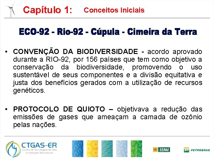 Capítulo 1: Conceitos Iniciais • CONVENÇÃO DA BIODIVERSIDADE - acordo aprovado durante a RIO-92,