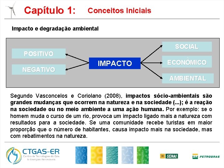 Capítulo 1: Conceitos Iniciais Impacto e degradação ambiental SOCIAL POSITIVO NEGATIVO IMPACTO ECONÔMICO AMBIENTAL