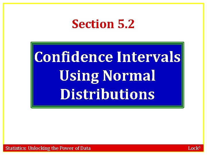 Section 5. 2 Confidence Intervals Using Normal Distributions Statistics: Unlocking the Power of Data