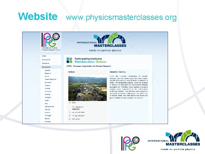 Website www. physicsmasterclasses. org 