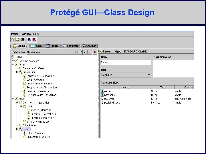 Protégé GUI—Class Design 