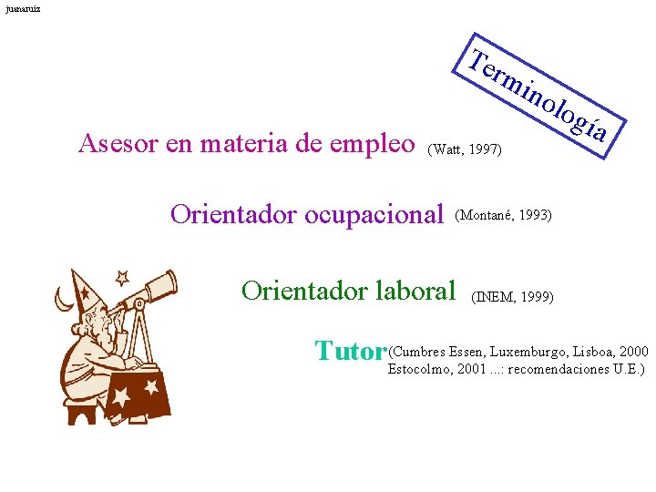 juanaruiz Te rm Asesor en materia de empleo ino log (Watt, 1997) ía Orientador