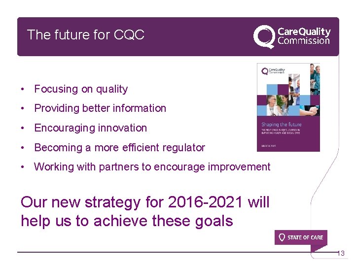  The future for CQC • Focusing on quality • Providing better information •