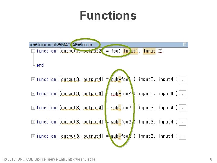 Functions © 2012, SNU CSE Biointelligence Lab. , http: //bi. snu. ac. kr 8
