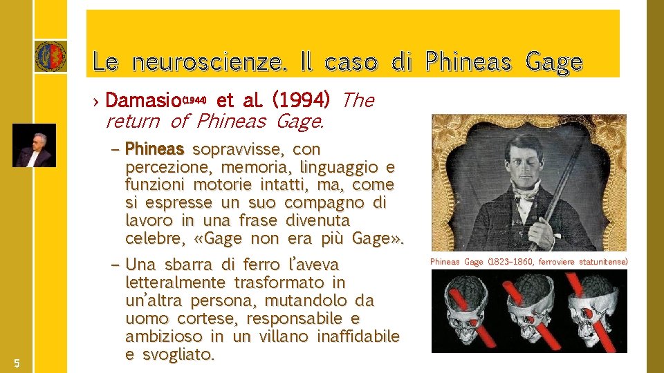 Le neuroscienze. Il caso di Phineas Gage › Damasio(1944) et al. (1994) The return