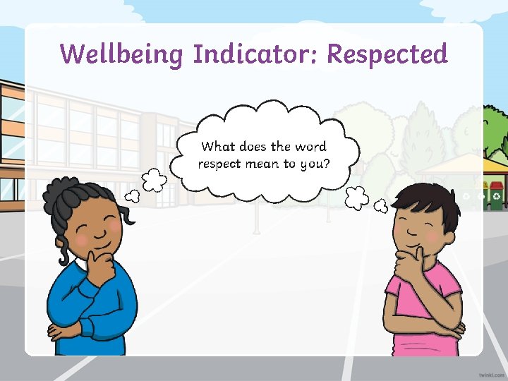Wellbeing Indicator: Respected What does the word respect mean to you? 