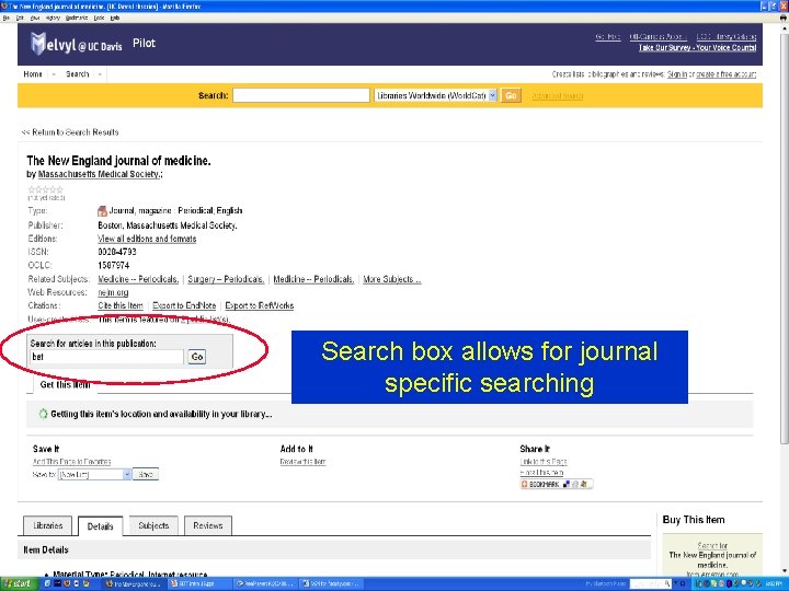 Search box allows for journal specific searching 