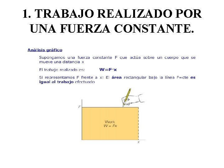 1. TRABAJO REALIZADO POR UNA FUERZA CONSTANTE. 