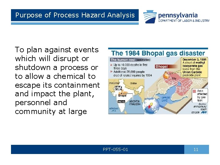 Purpose of Process Hazard Analysis To plan against events which will disrupt or shutdown