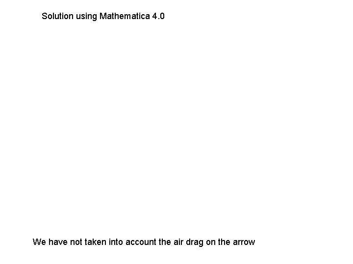 Solution using Mathematica 4. 0 We have not taken into account the air drag