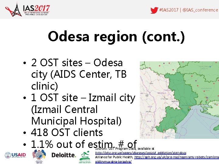 #IAS 2017 | @IAS_conference Odesa region (cont. ) • 2 OST sites – Odesa