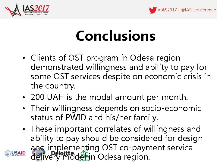 #IAS 2017 | @IAS_conference Conclusions • Clients of OST program in Odesa region demonstrated