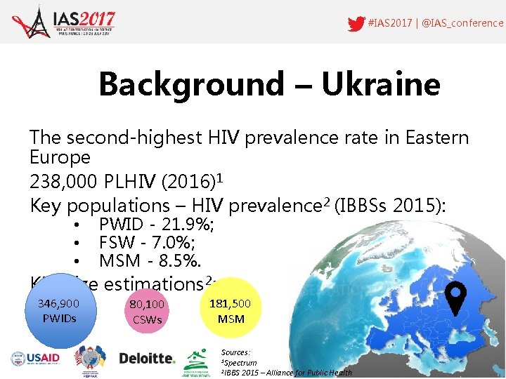 #IAS 2017 | @IAS_conference Background – Ukraine The second-highest HIV prevalence rate in Eastern