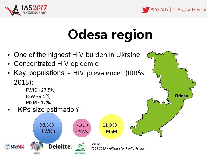 #IAS 2017 | @IAS_conference Odesa region • One of the highest HIV burden in