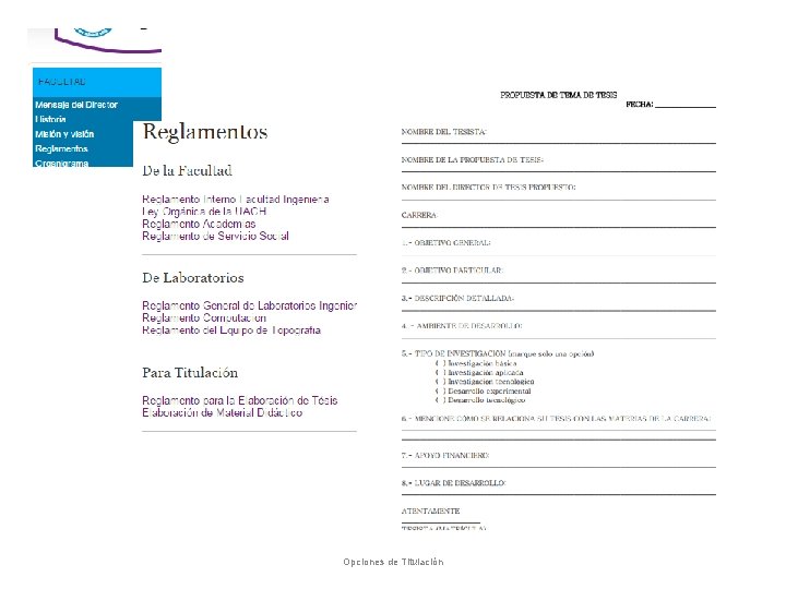 Opciones de Titulación 