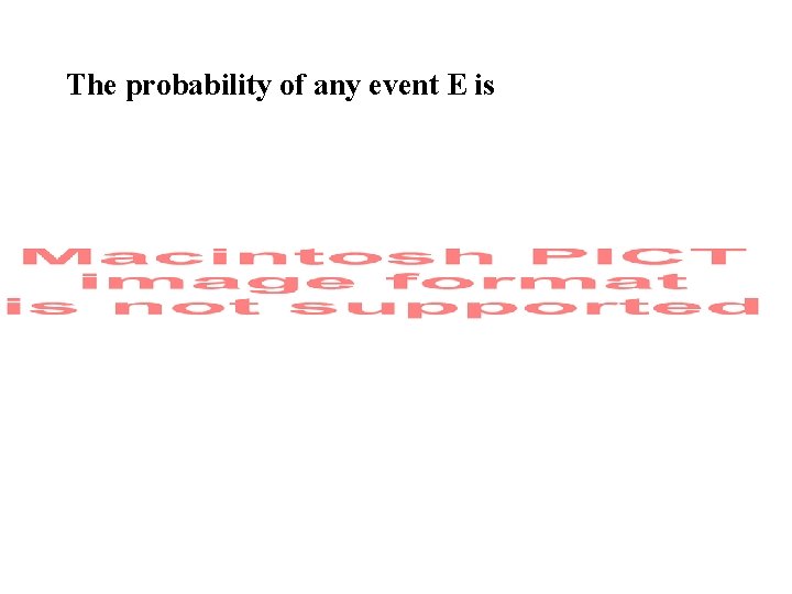 The probability of any event E is 