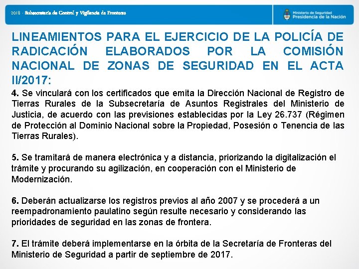 2018 - Subsecretaría de Control y Vigilancia de Fronteras LINEAMIENTOS PARA EL EJERCICIO DE