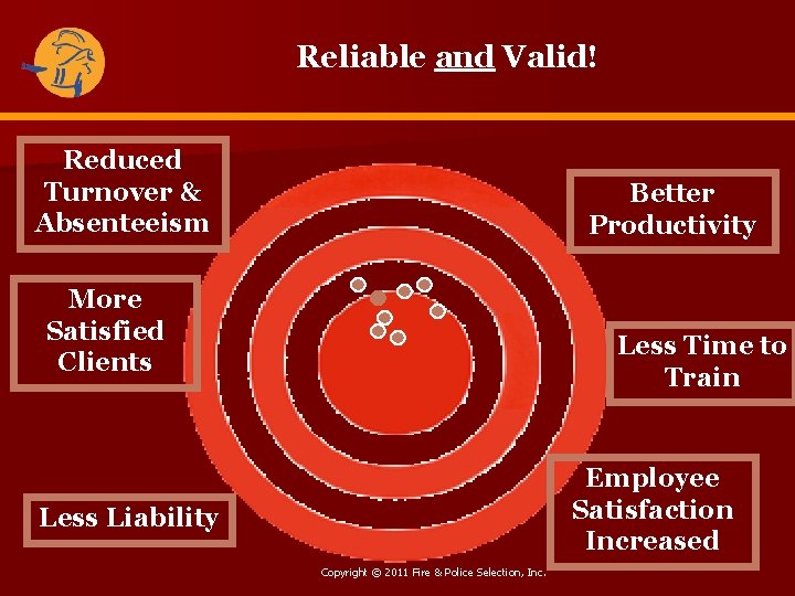 Reliable and Valid! Reduced Turnover & Absenteeism Better Productivity More Satisfied Clients Less Time