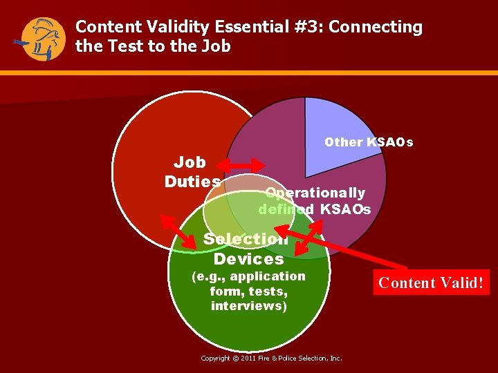 Content Validity Essential #3: Connecting the Test to the Job Duties Other KSAOs Operationally