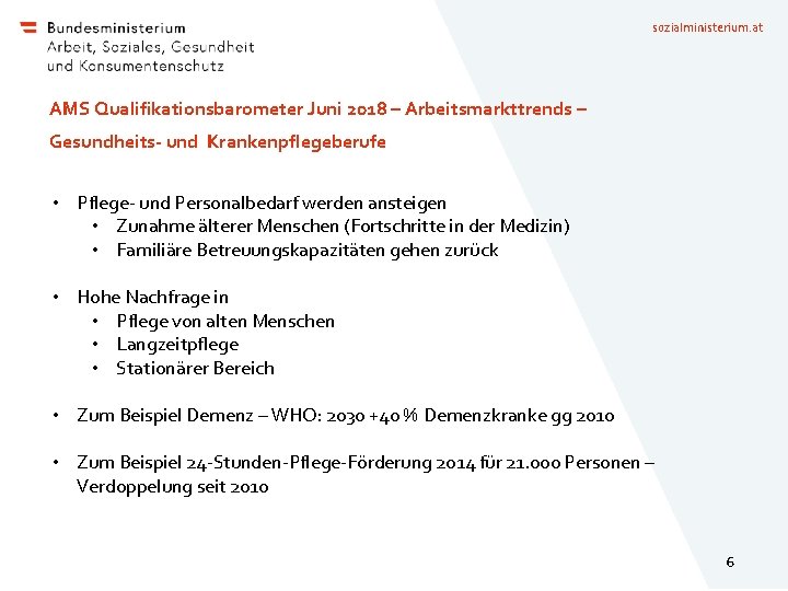 sozialministerium. at AMS Qualifikationsbarometer Juni 2018 – Arbeitsmarkttrends – Gesundheits- und Krankenpflegeberufe • Pflege-