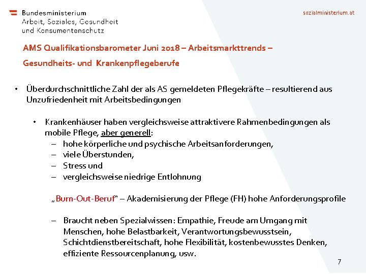 sozialministerium. at AMS Qualifikationsbarometer Juni 2018 – Arbeitsmarkttrends – Gesundheits- und Krankenpflegeberufe • Überdurchschnittliche