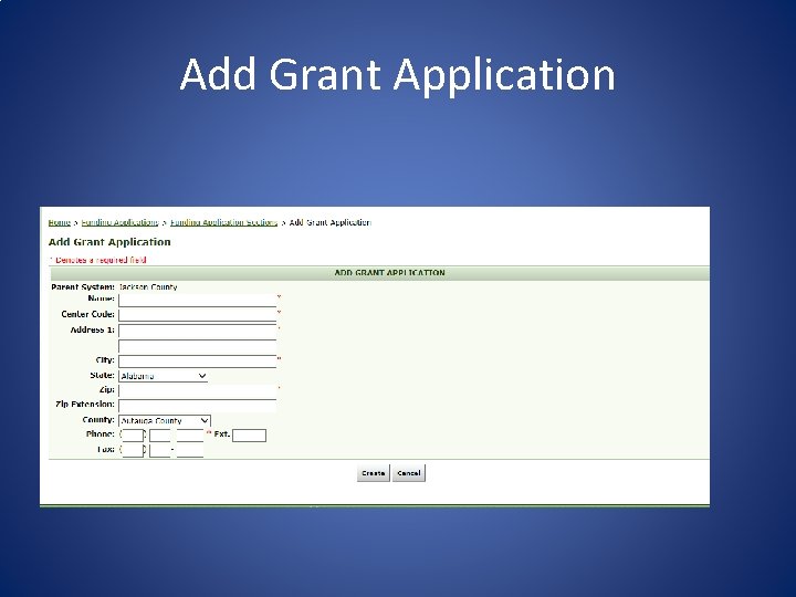 Add Grant Application 