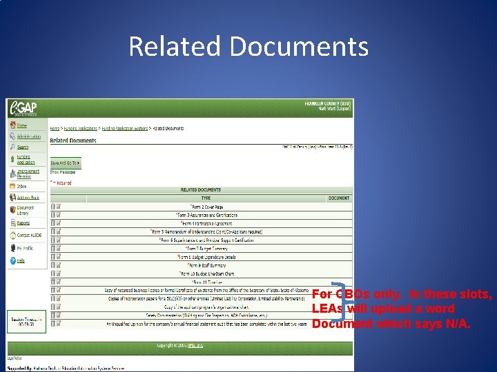 Related Documents For CBOs only. In these slots, LEAs will upload a word Document