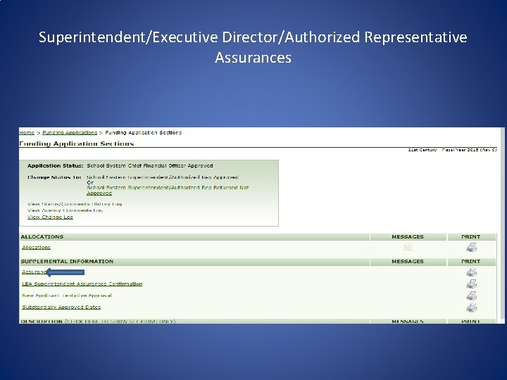 Superintendent/Executive Director/Authorized Representative Assurances 