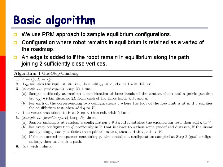Basic algorithm p p p We use PRM approach to sample equilibrium configurations. Configuration