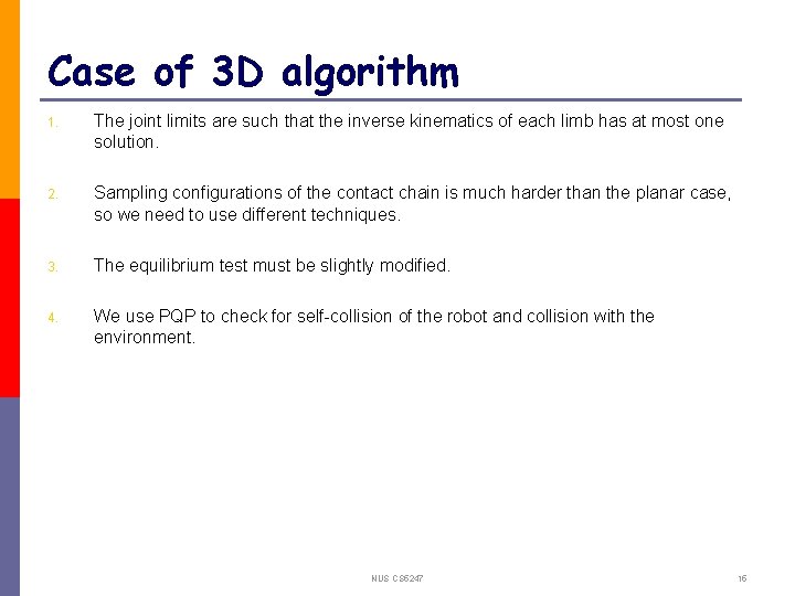 Case of 3 D algorithm 1. The joint limits are such that the inverse