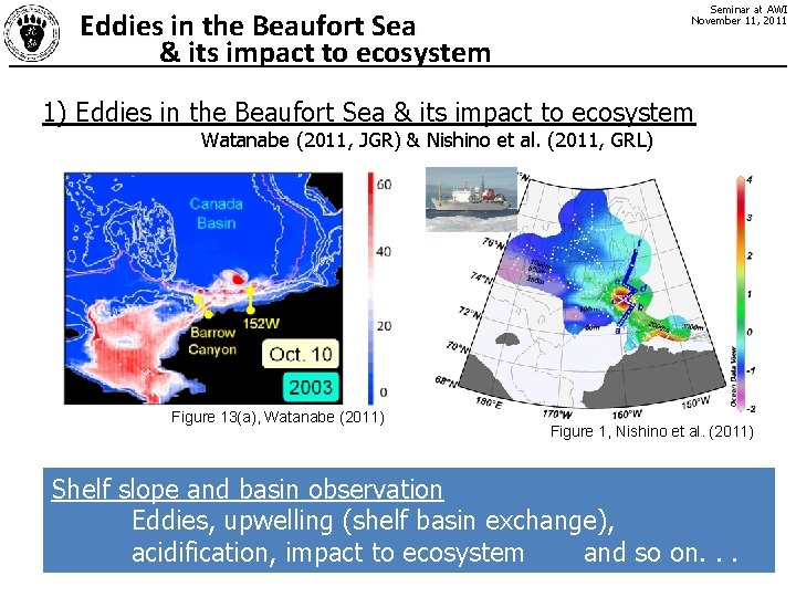 Seminar at AWI November 11, 2011 Eddies in the Beaufort Sea & its impact