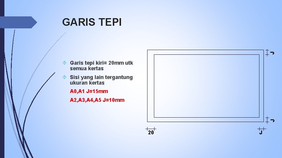 J GARIS TEPI Garis tepi kiri= 20 mm utk semua kertas Sisi yang lain