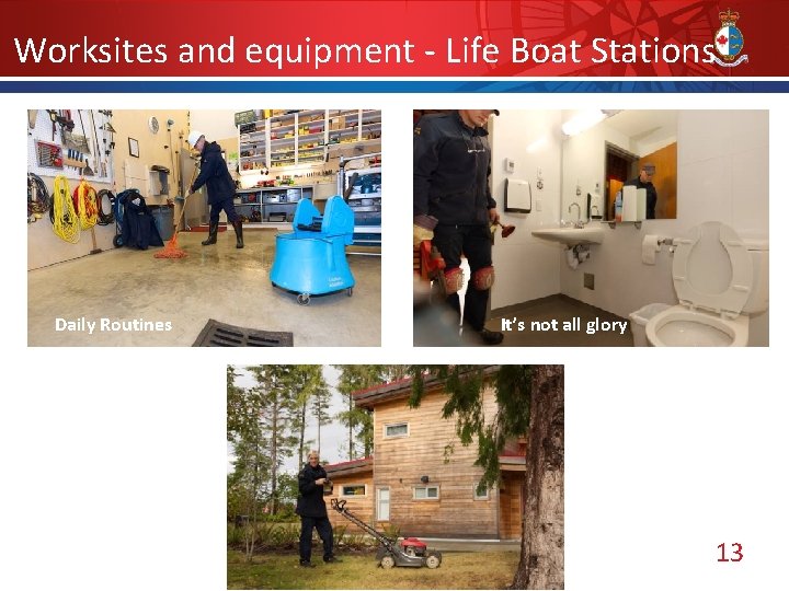 Worksites and equipment - Life Boat Stations Daily Routines It’s not all glory 13