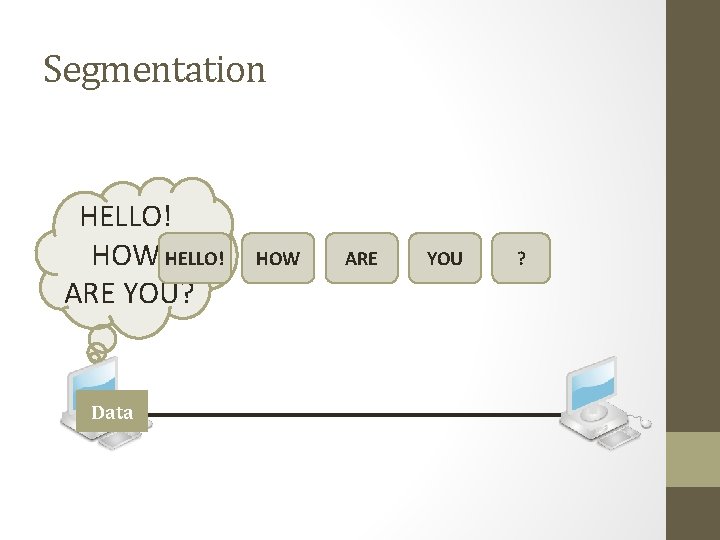 Segmentation HELLO! HOW HELLO! ARE YOU? Data HOW ARE YOU ? 