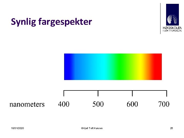 Synlig fargespekter 10/31/2020 ©Kjell Toft Hansen 25 