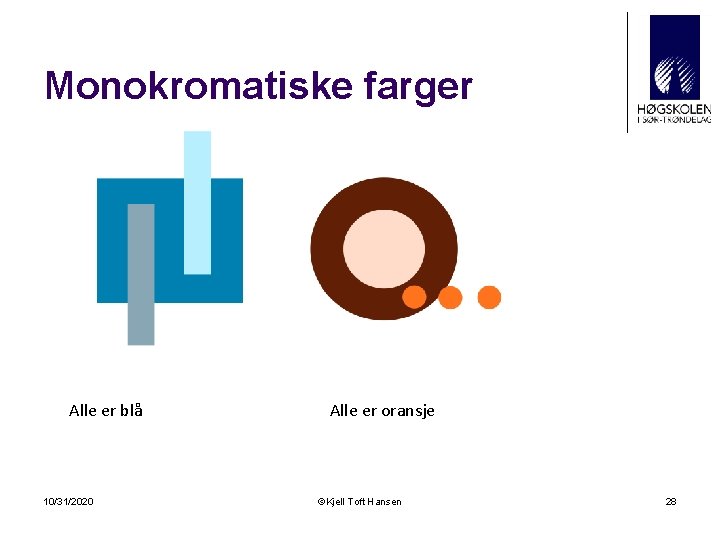 Monokromatiske farger Alle er blå 10/31/2020 Alle er oransje ©Kjell Toft Hansen 28 