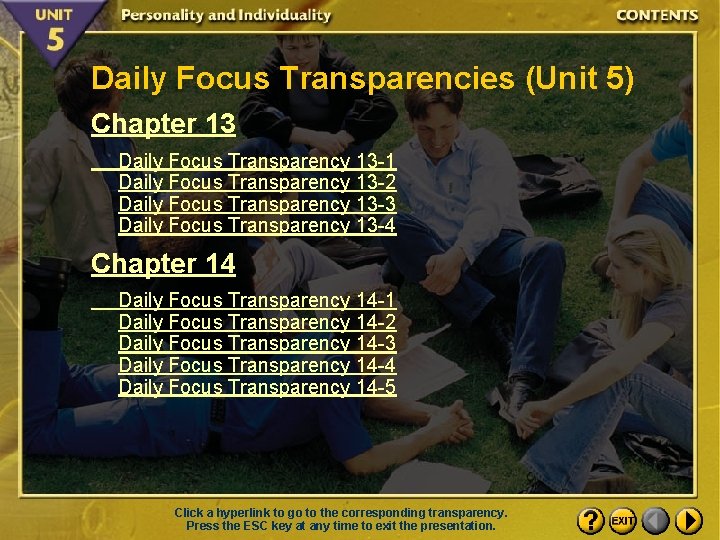 Daily Focus Transparencies (Unit 5) Chapter 13 Daily Focus Transparency 13 -1 Daily Focus