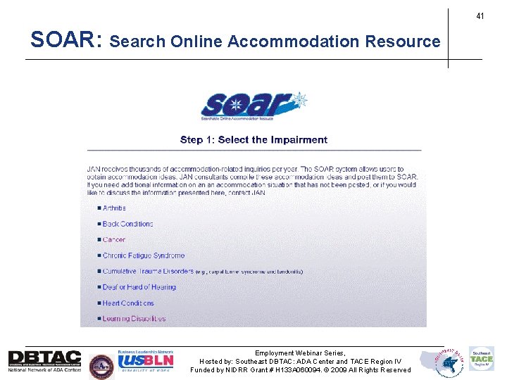 41 SOAR: Search Online Accommodation Resource Employment Webinar Series, Hosted by: Southeast DBTAC: ADA