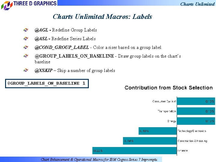 Charts Unlimited Macros: Labels @AGL - Redefine Group Labels @ASL - Redefine Series Labels