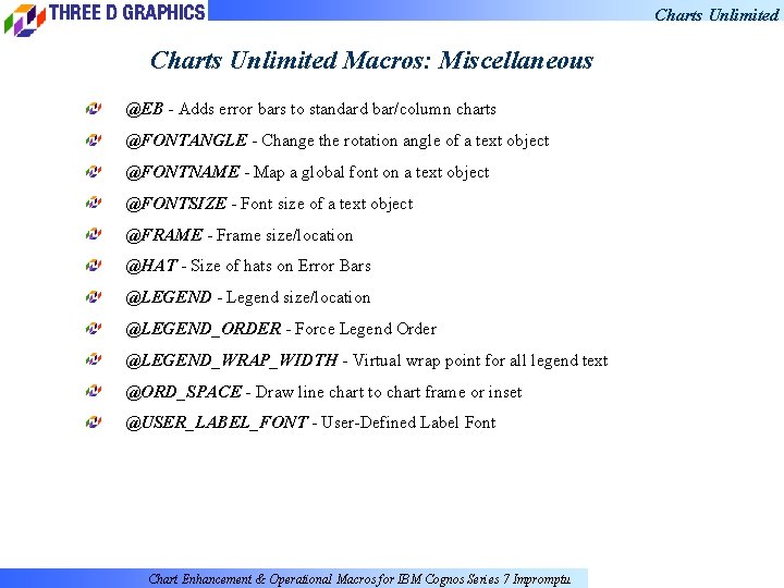 Charts Unlimited Macros: Miscellaneous @EB - Adds error bars to standard bar/column charts @FONTANGLE