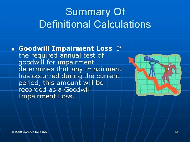 Summary Of Definitional Calculations n Goodwill Impairment Loss If the required annual test of