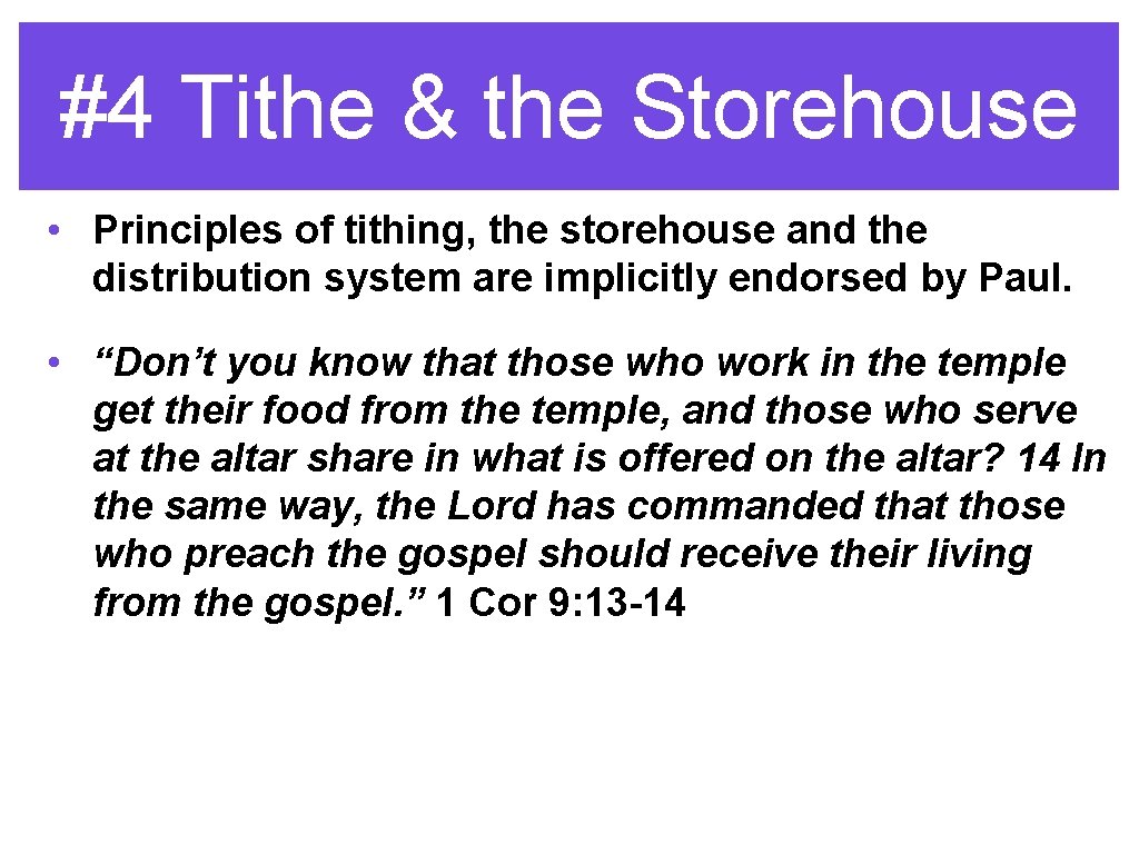#4 Tithe & the Storehouse • Principles of tithing, the storehouse and the distribution