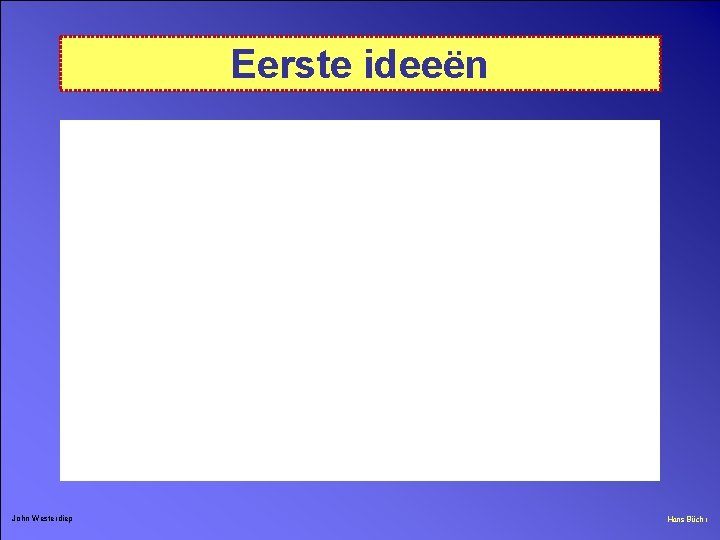 Eerste ideeën John Westerdiep Hans Büchi 