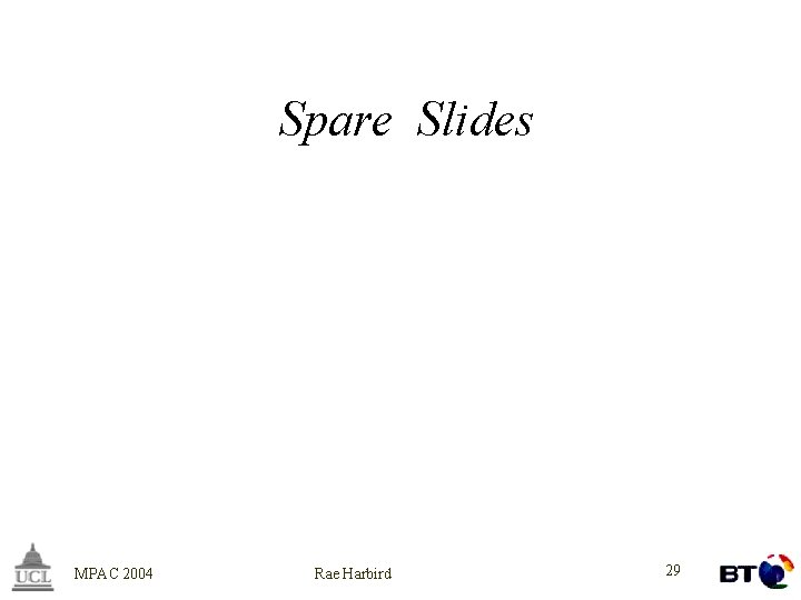 Spare Slides MPAC 2004 Rae Harbird 29 