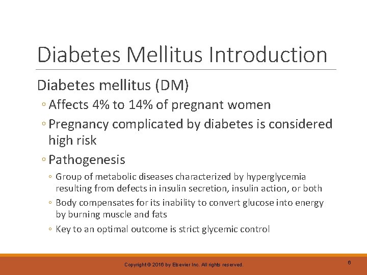 Diabetes Mellitus Introduction Diabetes mellitus (DM) ◦ Affects 4% to 14% of pregnant women