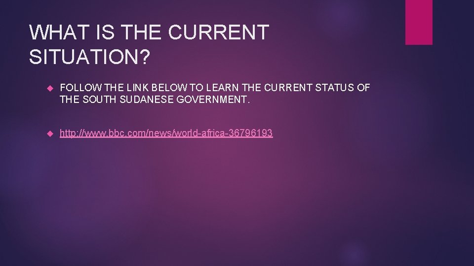 WHAT IS THE CURRENT SITUATION? FOLLOW THE LINK BELOW TO LEARN THE CURRENT STATUS