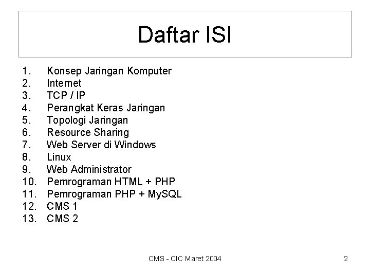 Daftar ISI 1. 2. 3. 4. 5. 6. 7. 8. 9. 10. 11. 12.