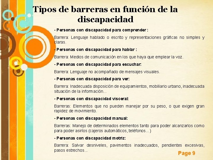 Tipos de barreras en función de la discapacidad - Personas con discapacidad para comprender